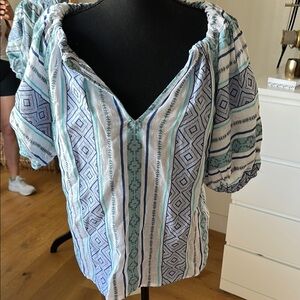 Striped Blue and White Women's Top